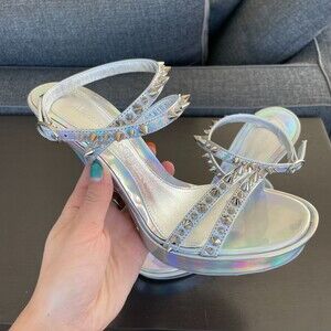 Alexander McQueen Studded Platform Heels Silver 37